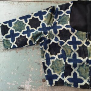 Natural dying ajrakh hand block printed cotton blouse