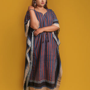 Contemporary ajrakh block printed free size kaftan