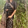 natural dying hand block printed bird motifs modal silk ajrakh saree - Image 2