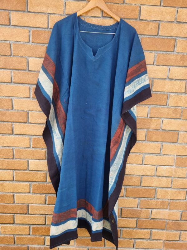 The stunning hand block printed kaftan - blue color