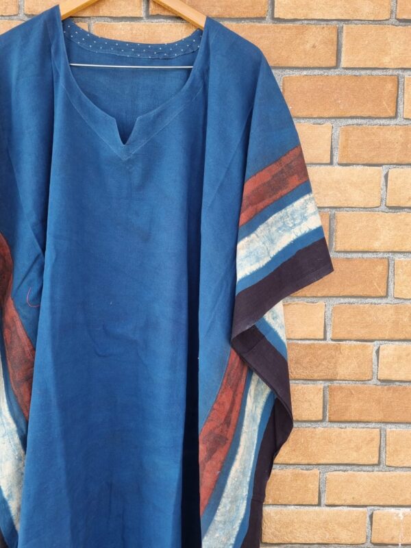 The stunning hand block printed kaftan - blue color - Image 2