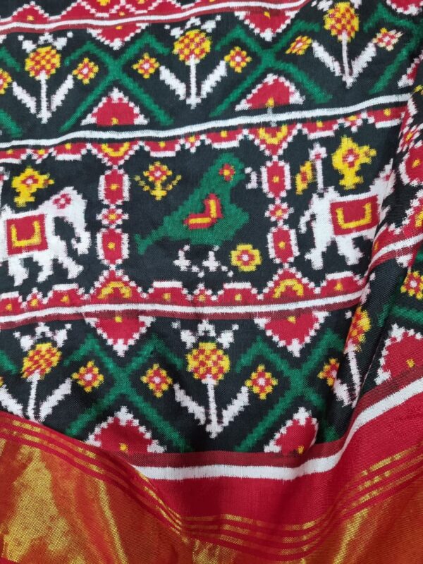 colour combination double ikat patan patola saree - Image 5