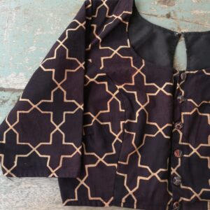 Natural dying ajrakh hand block printed cotton blouse
