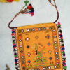 Hand worked kala cotton potli bag - Yellow