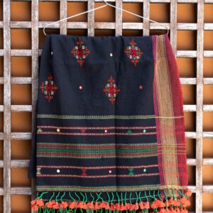 Black suf hand worked kala cotton Dupatta