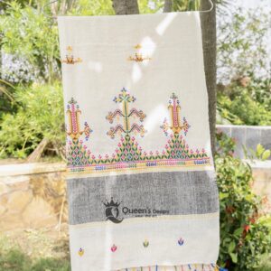 White suf hand worked kala cotton stole